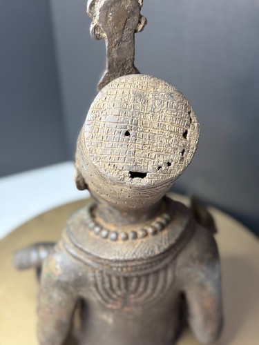 Benin Style Bronze Oba Warrior King Bust Statue - 16" African Tribal Art - Picture 22 of 24