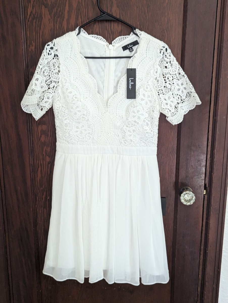 Lulu's Angel in Disguise Short Sleeve White Lace Skater Dress Sz Medium | eBay Lulu's Angel in Disguise Short Sleeve White Lace Skater Dress Sz Medium | eBay