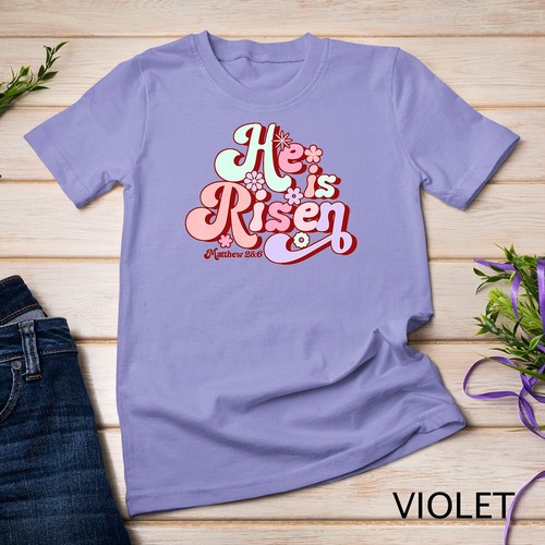 Camisa de Pascua Retro Groovy He Is Risen Jesus Mujeres Camiseta de Pascua Unisex - Imagen 13 de 15
