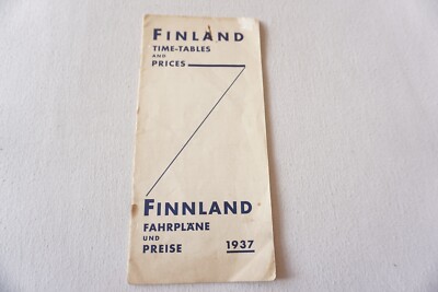 1937 Finland Railway Schedule Timetable