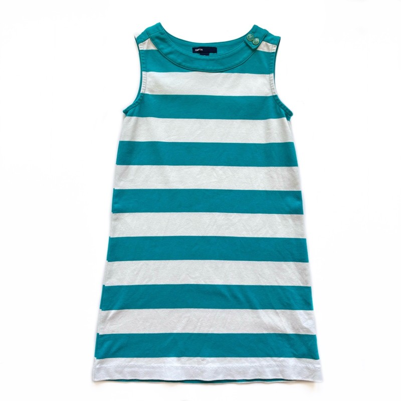 Girls M/ 8 Gap Kids Sundress Teal Blue Green White Stripe Sleeveless Dress