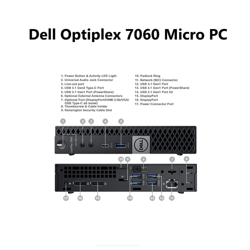 Dell OptiPlex 7060 Micro PC Core i7 8th Gen 32GB RAM 1TB SSD Wi-Fi Windows 11 - Picture 6 of 12