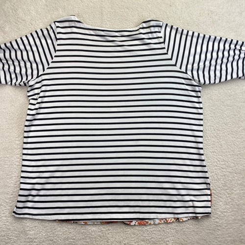 Susan Graver Weekend Tunika Shirt Damen 3XL weiß schwarz gestreift weich Paisley Boho - Bild 4 von 10