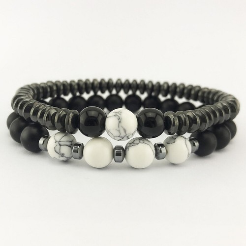 Natural Stone Bead Bracelet Men Women Tiger Eye Agate Onyx Bangle Jewelry 8mm - Picture 18 of 33