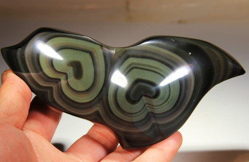 6.1" Rainbow Freeform Obsidian Double Hearts, Mexico! OB163 - Picture 4 of 5