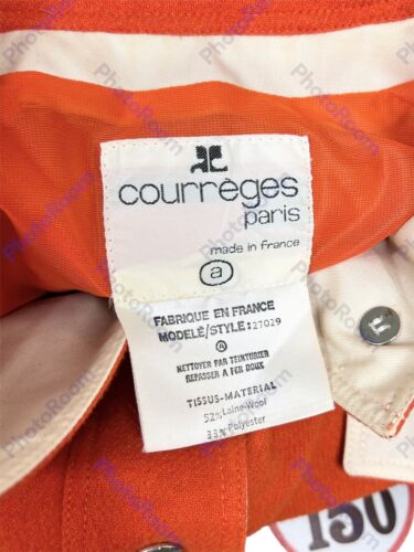 COURREGES Paris Hyperbole Vintage 1970’s Orange Wool Jacket Collared Outerwear - Picture 11 of 15