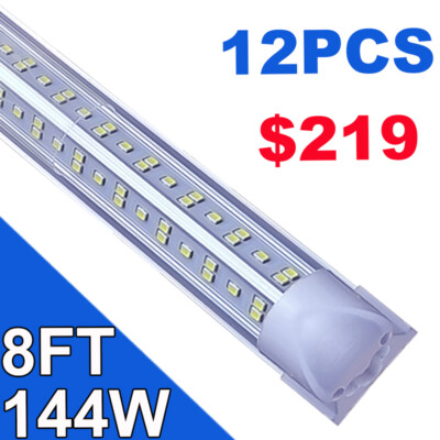 12Pack LED Strip Lights 8 foot 144W 18000Lm Super Bright 6500K Led Shop Light 8'