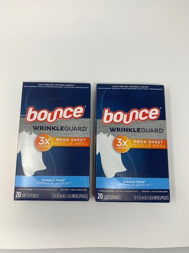 (2) Bounce Wrinkle Guard Mega Dryer Sheets Outdoor Fresh 40 Sheets Total - 第 2/2 張圖片