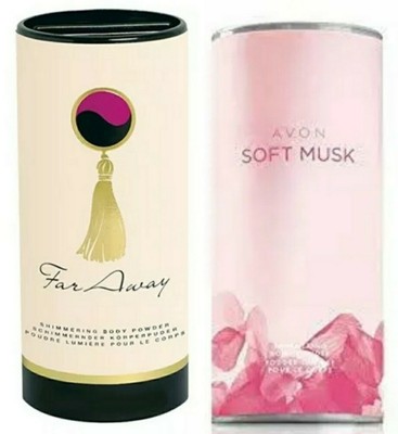 Avon Shimmering Perfumed Body Talcum Avon~Soft Musk & Far Away~Perfumed Body
