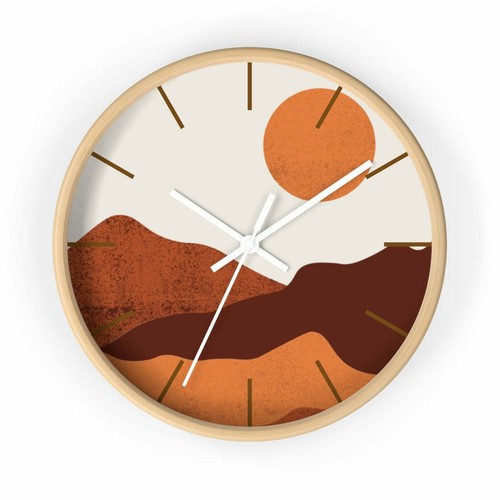 Wall Clock, Clocks, Rustic Howling Wolf Desert, Nursery Pastel, Wooden, Midwest - Picture 2 of 2