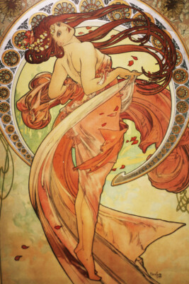 Alphonse Mucha Woman Flowing Ring Drawing Art Poster Print 24 x 36 in