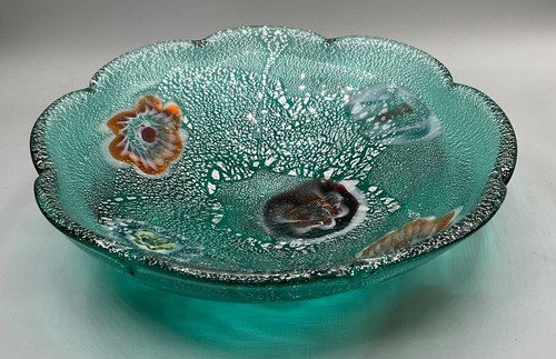 VINTAGE MURANO GLASS BOWL SILVER FOIL - Picture 3 of 5