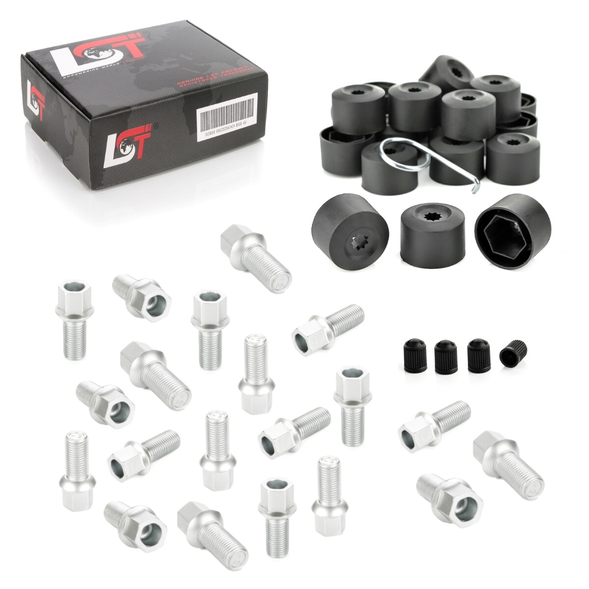 20X Wheel Bolts Ball Head M14X1.5X27 Caps For Audi A4 B5 B6 B7 B8 B9