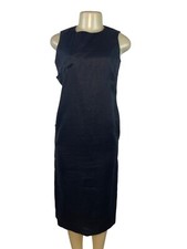 Talbots Women’s Black Sleeveless Shift Midi Dress With Side Buttons Sz 6
