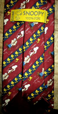 CRAVATE SNOOPY PEANUTS bordeaux 100% soie vintage EUR 9,00 - FR