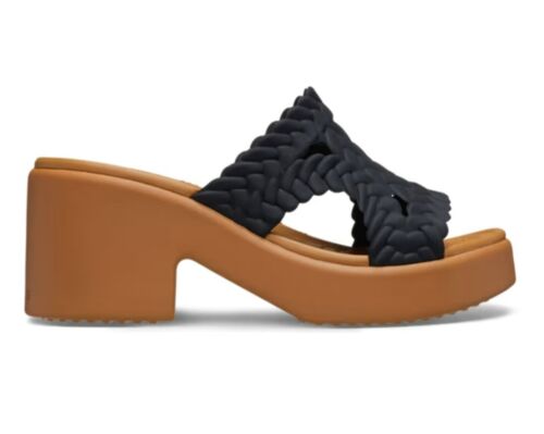 Crocs Brooklyn Woven Women's Slide Heel Sandal Black Sepia US Sizes 5 6 7 - Picture 3 of 13