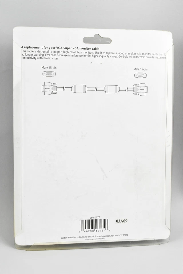 RadioShack 6ft (1.8m) VGA PC Monitor Heavy Duty Replacement Cable - Image 2 of 4