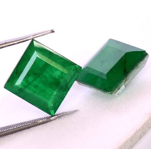 11.72 Cts Emerald Color Doublet Square Cut Pair 12x12 mm Green Loose Gemstones - Bild 3 von 5