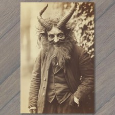 POSTCARD Krampus Evil Horns Christmas Weird Festive Scary Unusual Creepy XMAS