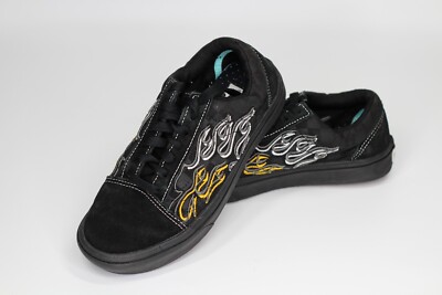 Vans Comfycush Old School Black Shoes Flame Embroidery Men's Size