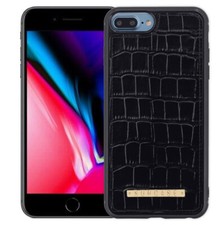Suncase Luxury Backcover Ledertasche Handytasche Croco Schwarz für iPhone 7 Plus