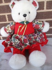 Vintage White Teddy Bear Doll 16" Tall Plush- Made Onto Outfit