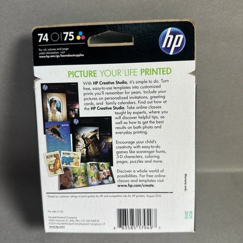 Oem New HP 74&75 Black Color Ink Cartridge Combo two Pack Exp 11/15 - Picture 4 of 6