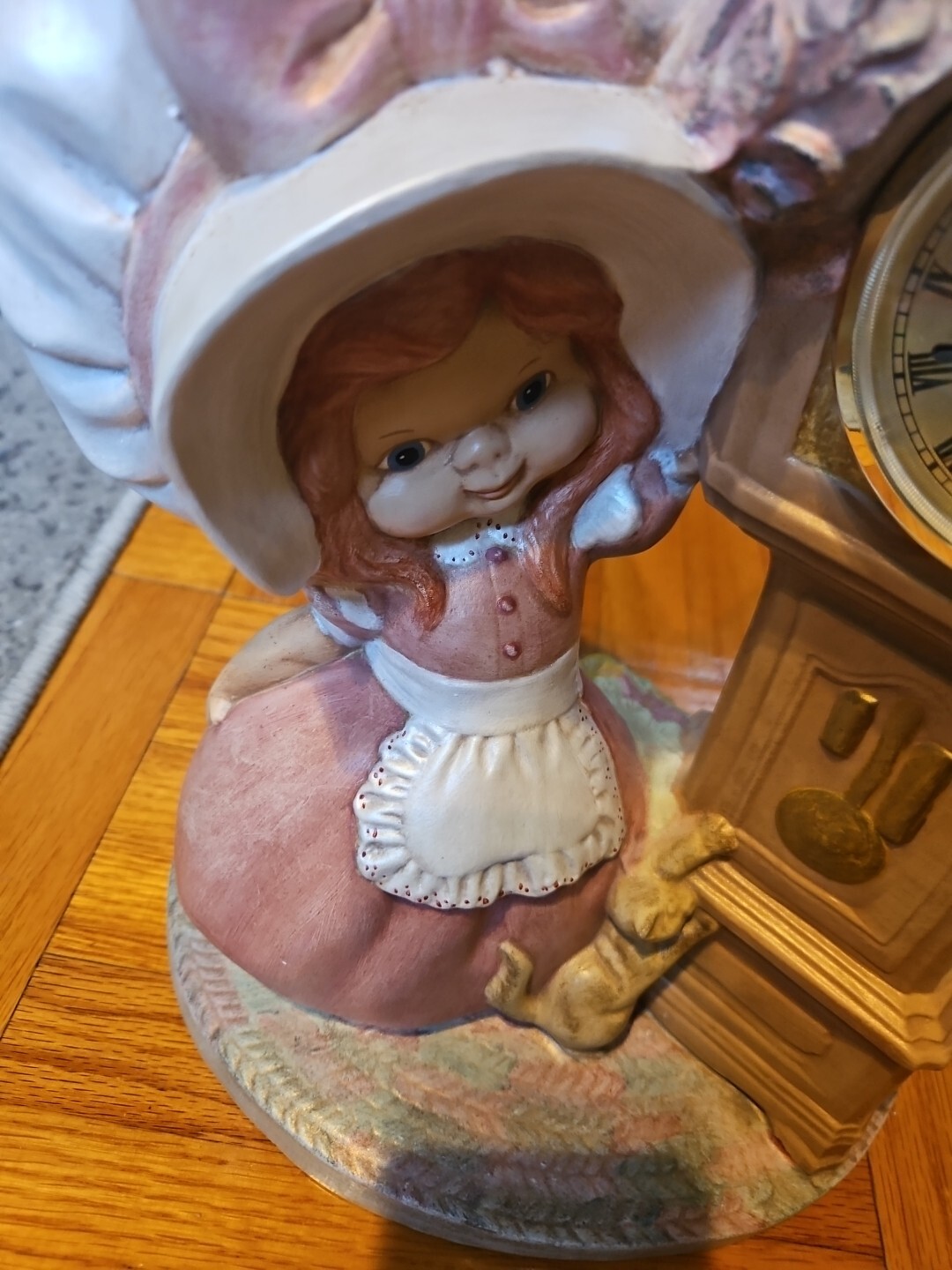 Byron Molds 1974 Girl Ceramic Grandfather West Germany Clock Hand Painted Works!