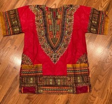 African Dishaki UNISEX Red  Black Size XL