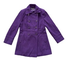 Bhs Wool Blend Coat Size 14 Purple Luxury Double Breasted Lined