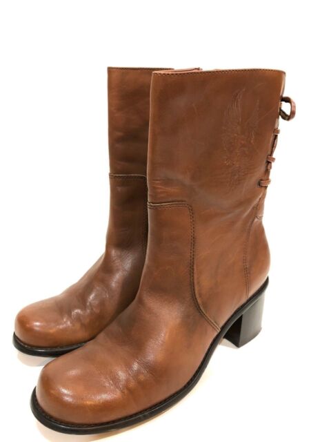 Harley Davidson Women's Brown Leather Zip Boots Size 8 M | eBay