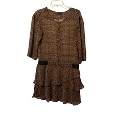 Zara Women's Basic Brown Mini Ruffle Dress Size XS