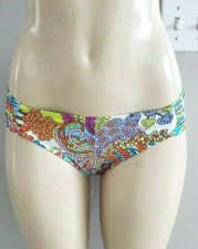  68 TRINA TURK PRINT SHIRRED SIDE HIPSTER BIKINI BOTTOMS IN MULTI PRINT SIZE 4