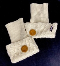 Muk Luks Womens Boot Toppers Leg Warmer Vanilla Cream Beige Cable Knit EUC