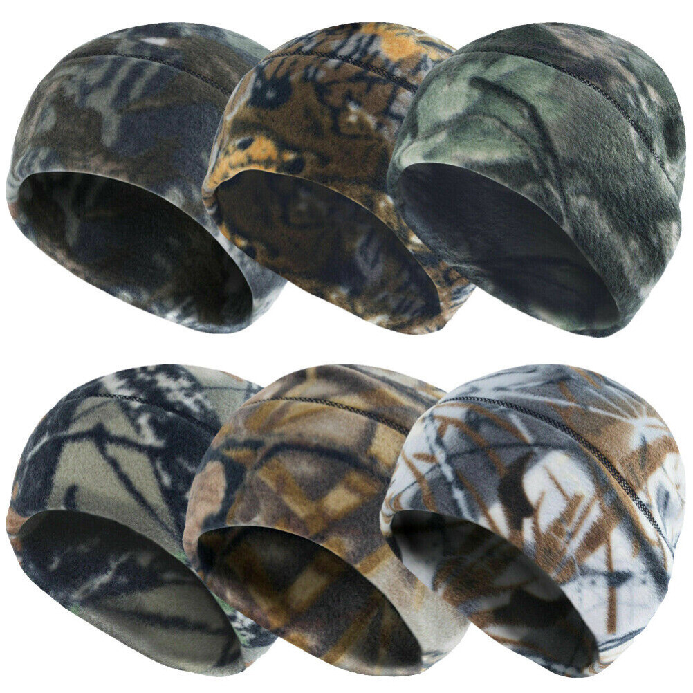 Camo Tactical Thermal Skull Cap Winter Warm Skiing Fleece Beanie
