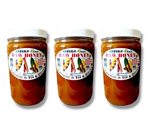 3 Jars RAW HONEY with GINGER, TURMERIC, & CINNAMON 44oz each Receive 3 Total - Picture 7 of 12