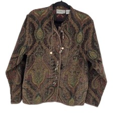 Flashback Womens Xl Damask Carpet Tapestry Tassel Button Jacket Vintage 90s