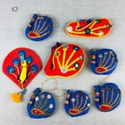 Vtg India Folk Art Bird Ornaments x 8 Handmade Cloth Sequins Beads Trim Stuffed