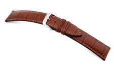 RIOS1931 Embossed Alligator Grain Watch Band Strap 19 mm Mahogany "LOUISIANA"