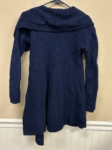 Aran Crafts Blue Fisherman Wool Three Button Chunky Collar Coat Size XS - Picture 2 of 5
