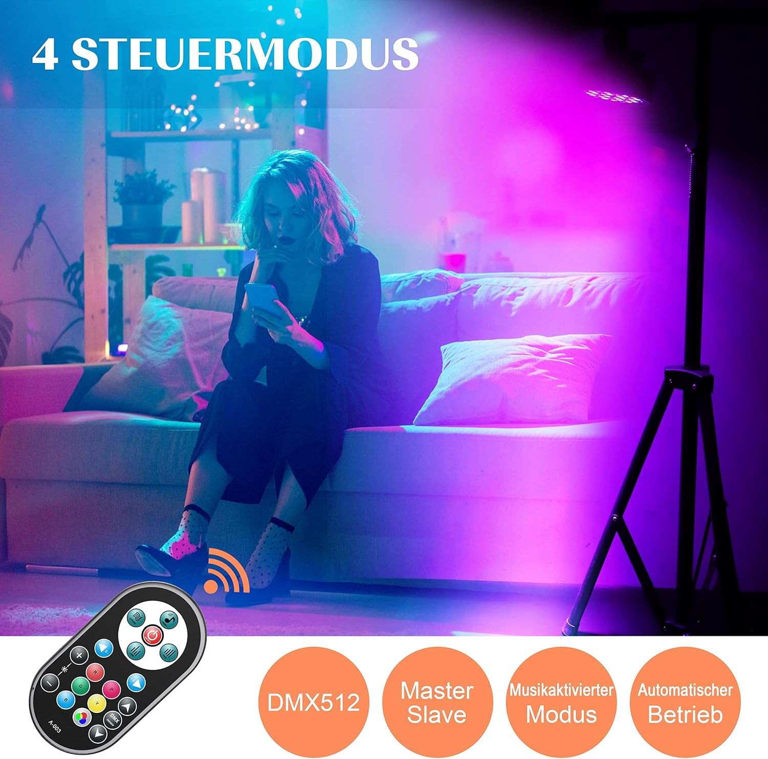 2x Luci LED Par U`King 72W RGB DMX512 - Illuminazione Bar e Club - 3