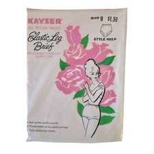 VINTAGE NEW 1960's Kayser Women's Light Pink Elastic Leg Briefs Size L-XL