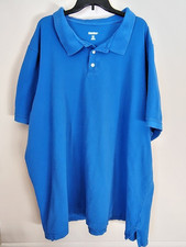 King Size Men's 5XLT, Polo Golf Short Sleeve Shirt, Medium Blue Pique, Cotton