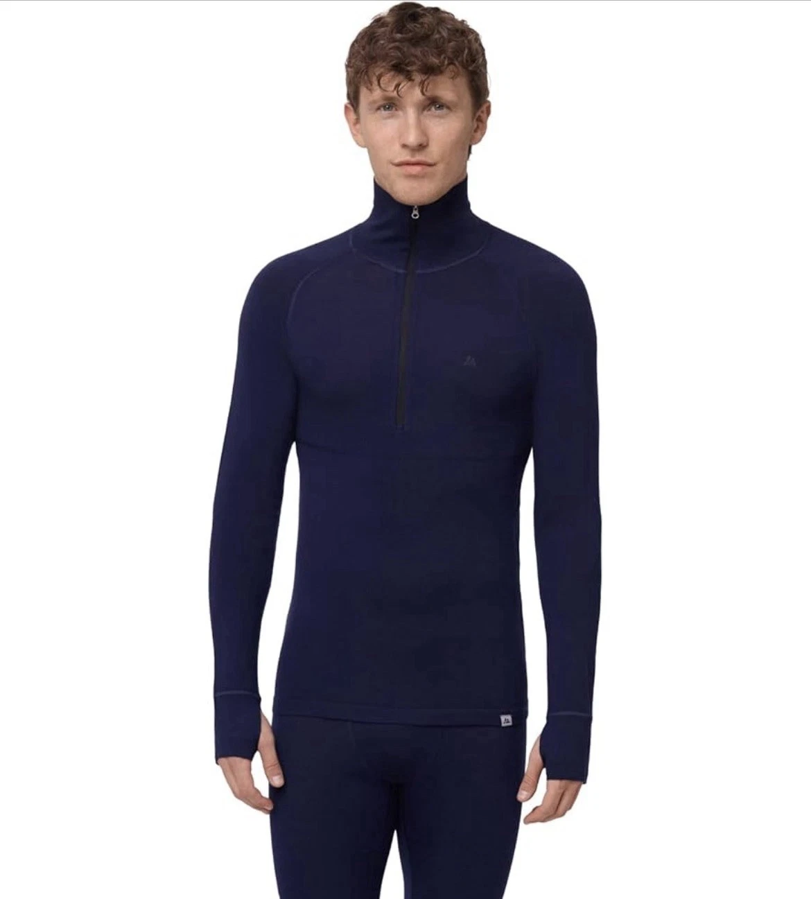 DANISH ENDURANCE Merino Wool Half Zip Base Layer Long Sleeve Top, Thermal Navy L