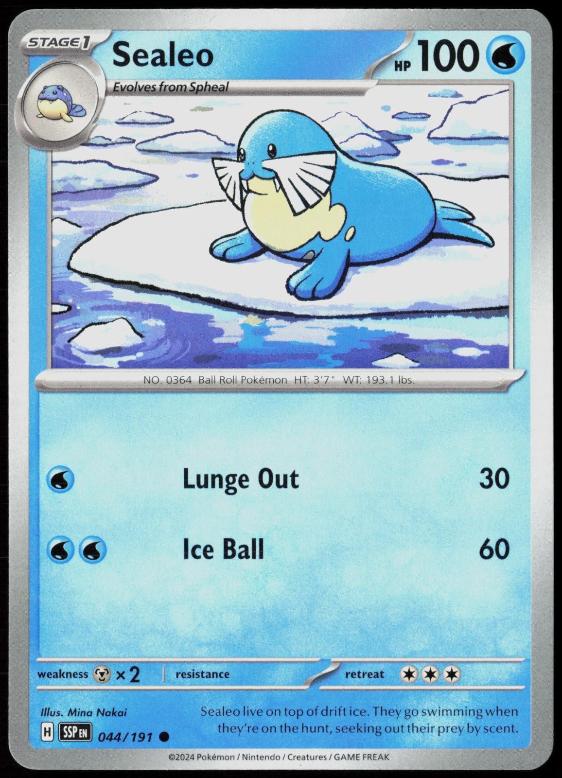 Sealeo 044/191 Common Surging Sparks Pokemon Card Near Mint