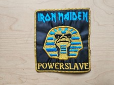 IRON MAIDEN, POWERSLAVE, SEW ON GOLDEN BORDER EMBROIDERED PATCH