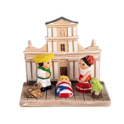 Puerto Rico Nativity Scene Handmade Clay Figurine Old San Juan Cathedral