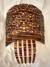 Large Spanish Mantilla Peineta Celluloid Hair Comb Faux Tortoise