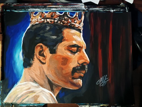 acrilyc portrait poster of Freddie Mercury, Queen, handmade - Picture 2 of 3