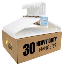 Quality White Plastic Hangers 30 Pack - Super Heavy Duty Multipack for Clothe...